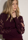 Lace Mesh Jumper, Burgundy, large
