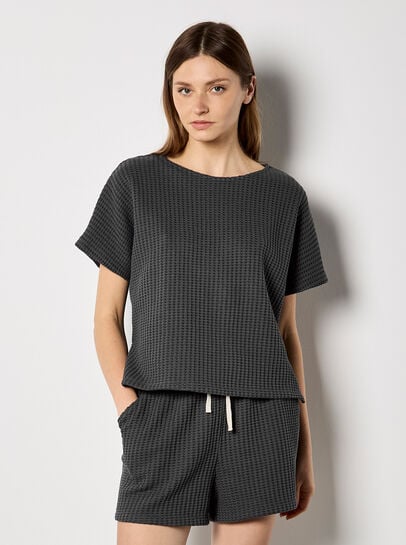 Waffle Knit Oversized T-Shirt