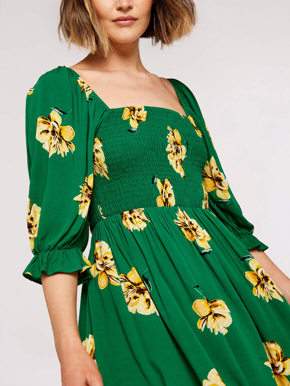 Graphic Floral Milkmaid Mini Dress