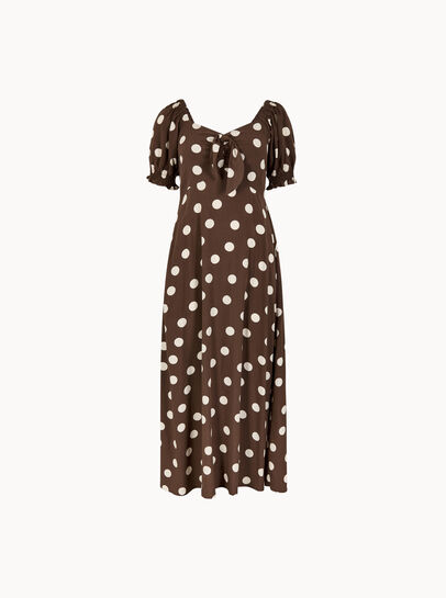 Polka Dot Bow Detail Midi Dress