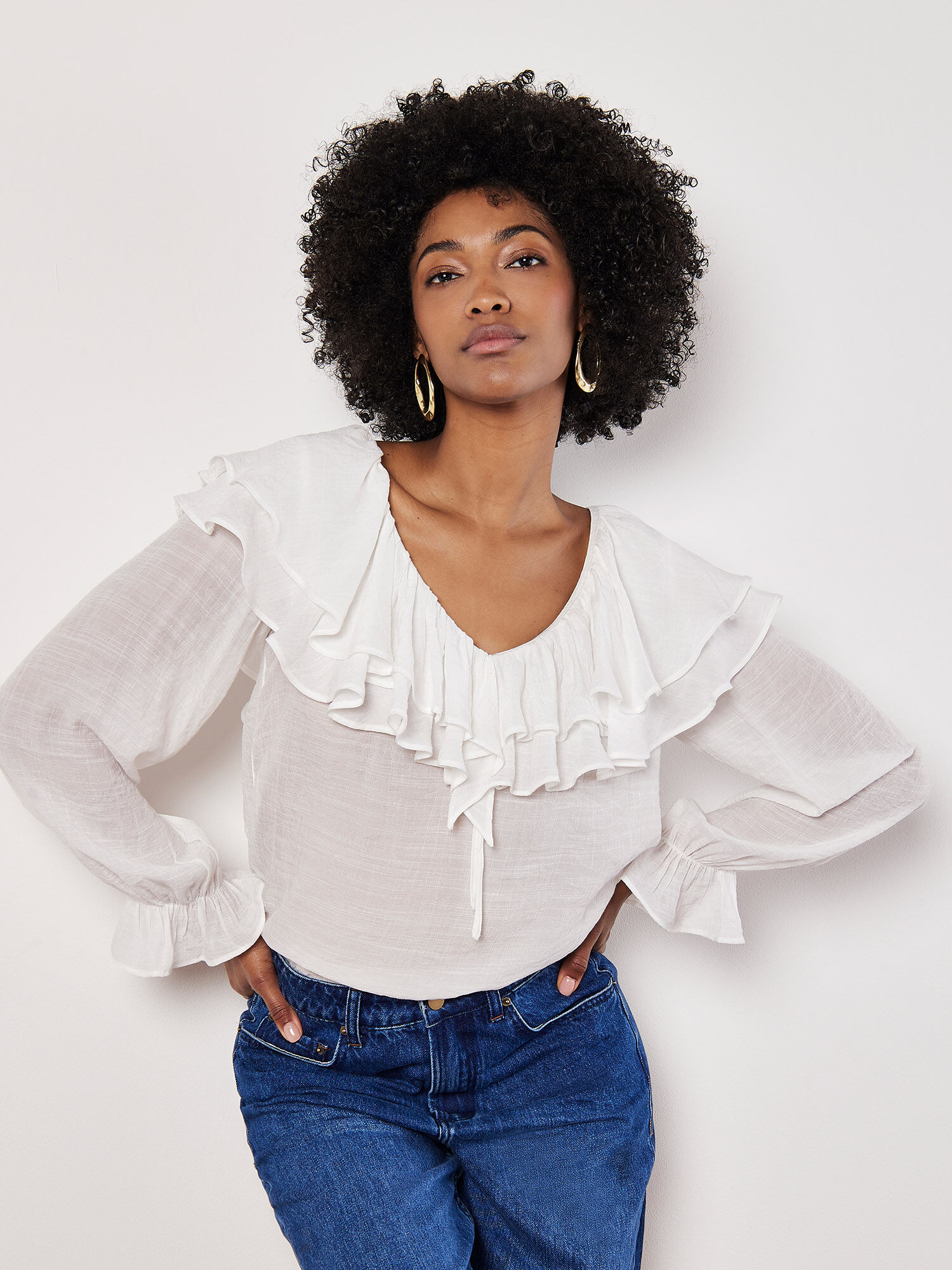 Ruffle Collar Blouse | Apricot Clothing