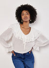 Ruffle Collar Blouse, White, large