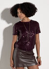 Sequin Embellished T-Shirt, Burgundy, large