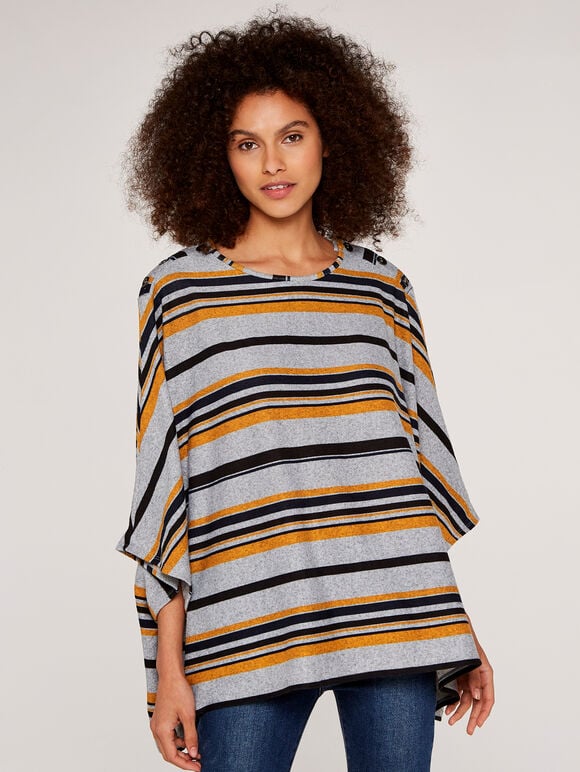 Striped Poncho Top, Mustard, large