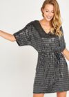 Sequin Kimono Dress, Black, large