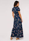 Watercolor Floral Maxi Dress, Navy, large