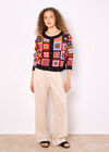 Colourful Crochet Squares Cardigan, Black, large