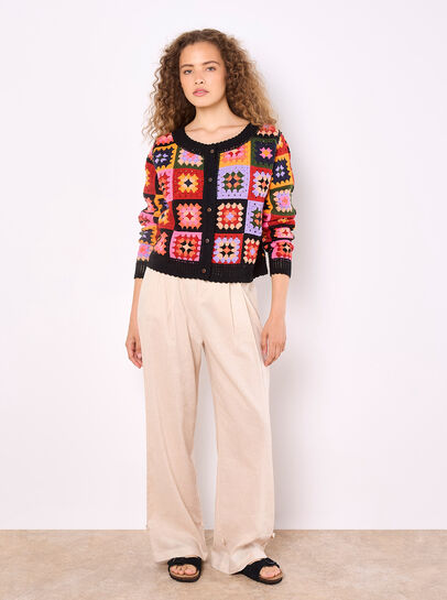 Colourful Crochet Squares Cardigan