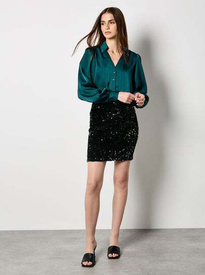 Velvet Sequin Bodycon Mini Skirt