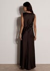 Satin Lace Maxi Dress, Brown, large