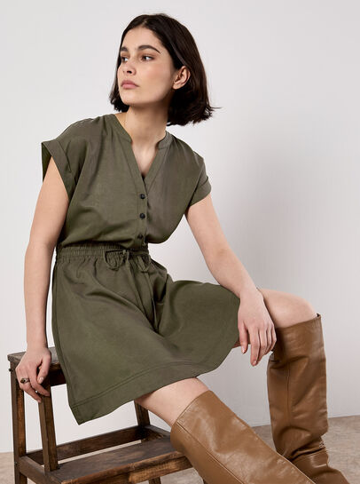 Button-Down Skater Mini Dress
