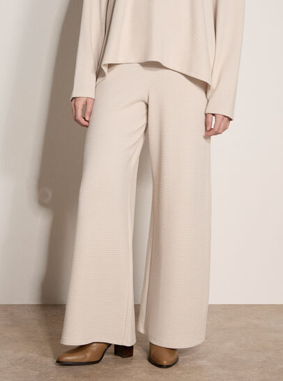 Waffle Jersey Knit Wide-Leg Joggers