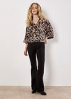 Ikat Print Boxy Shirt, Black, large