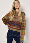 Chunky Knit Tonal Stripe Jumper, Orange, large