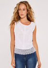 Back Bow Cotton Top, White, large