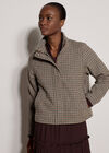 Houndstooth Funnel Neck Jacket, Black, large