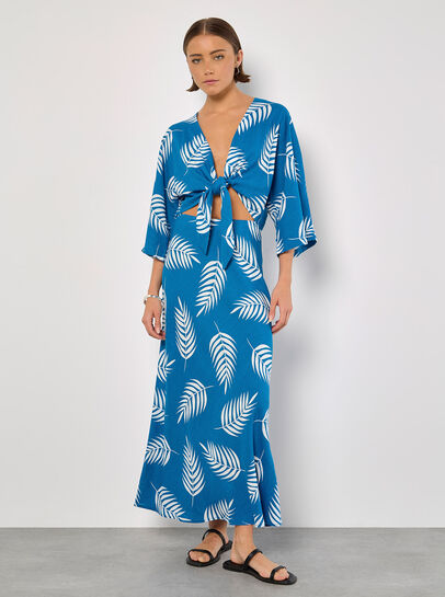 Tropical Leaf Bias Maxi Skirt