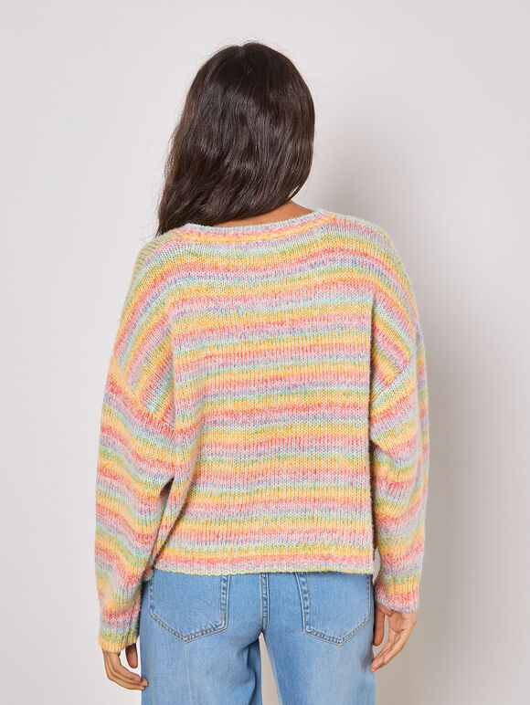 Pastel Stripes Cable Knit Jumper, Assorted, large