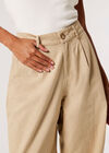 Pantalon en sergé avec détails plissés, pierre, large