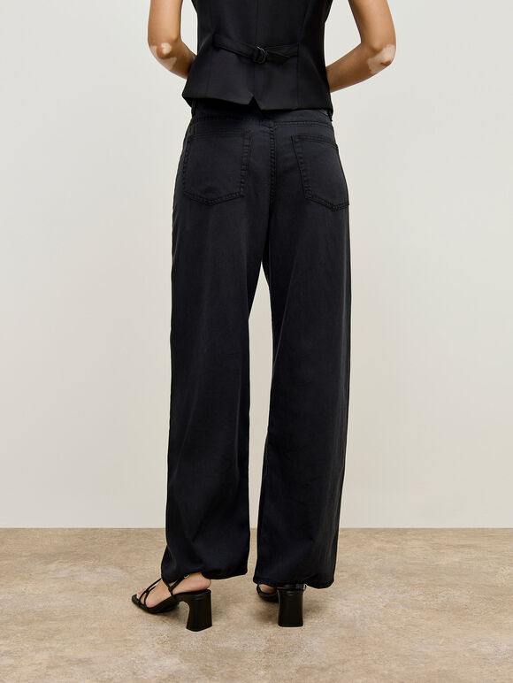 Elisa Wide Leg Jeans, Black, large