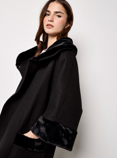 Faux Fur Trim Wrap Jacket