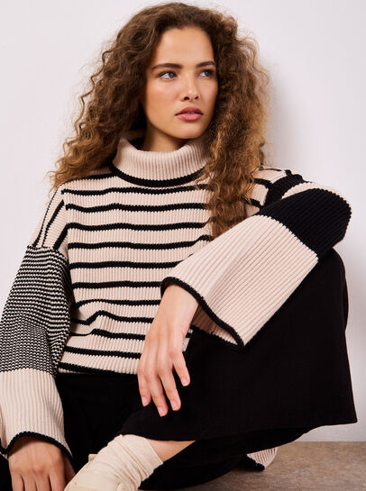 Mixed Stripe Oversized Chunky Jumper