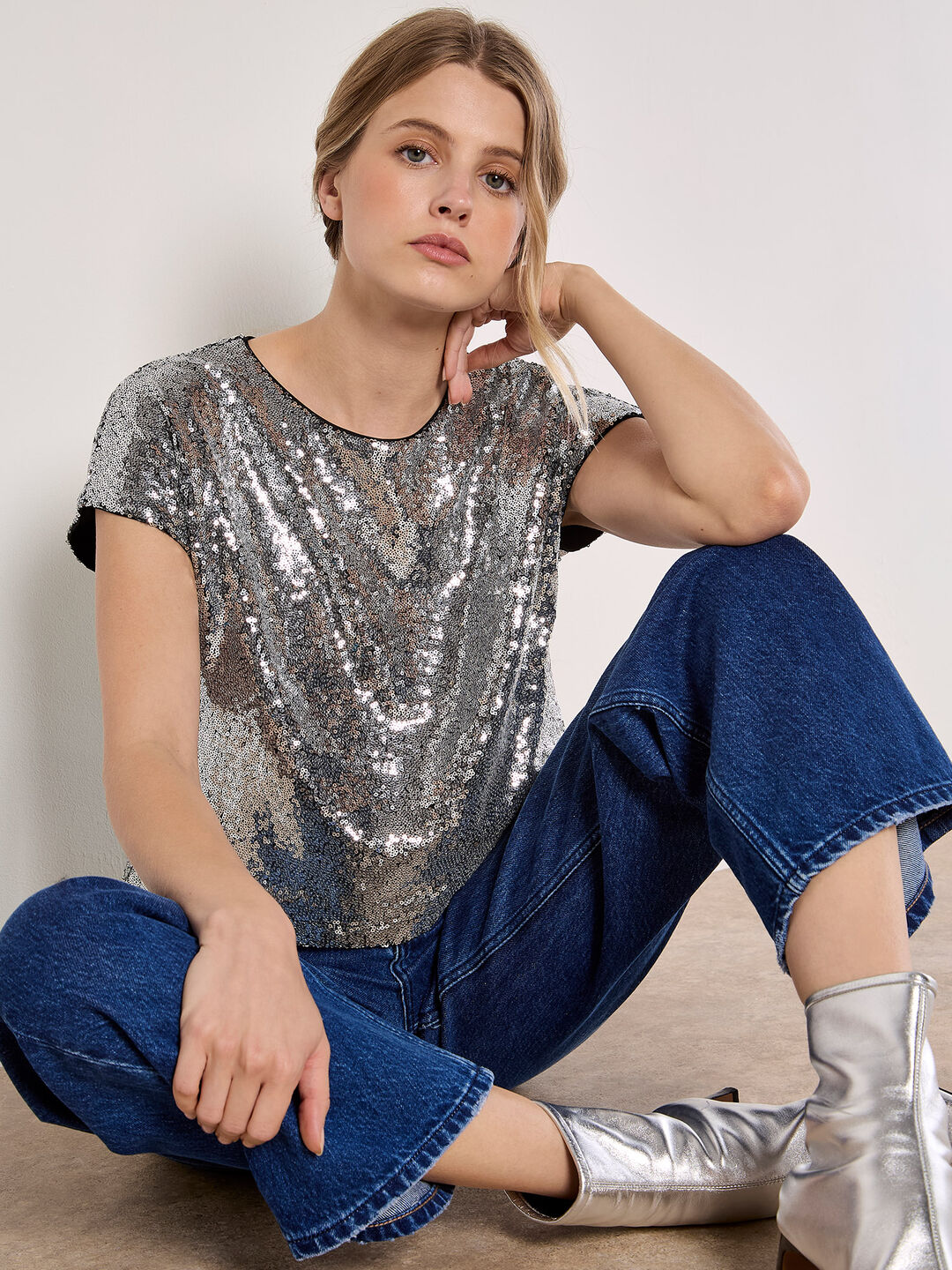 Sequin Crop T-Shirt