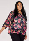 Curve Vintage Floral Top, Navy, large