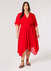 Robe mi-longue Curve Self-Stripe, Rouge, grand