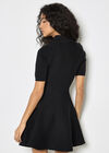 Fit And Flare Ribbed Knit Mini Dress, Black, large