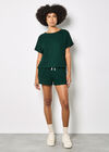 Waffle Knit Oversized T-Shirt, Green, large