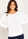 Cream Waffle Cross Back Jumper, Cream, large