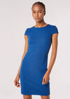 Textured Bodycon Mini Dress, Blue, large