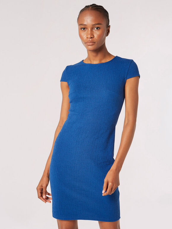 Textured Bodycon Mini Dress, Blue, large