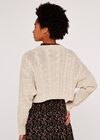 Aran Crop Jumper, Stone, large