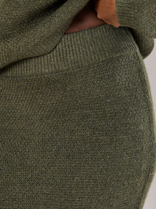 Waffle Knit Midaxi Skirt, Green, large