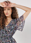 Ditsy Floral Chiffon Mini Dress, Navy, large