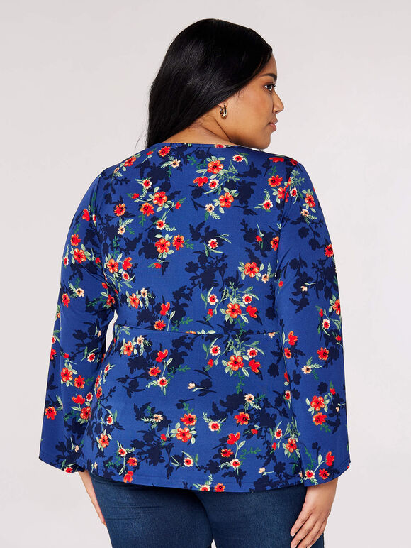Curve Wrap Top, Blue, large