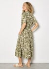 Tropical Leaf Zip-Down Midi Dress, Khaki, large