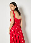 Linen Polka Dot Midi Dress, Red, large