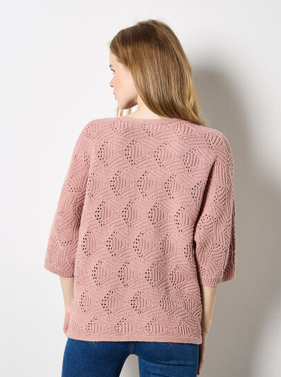 Textured Pointelle Batwing Jumper