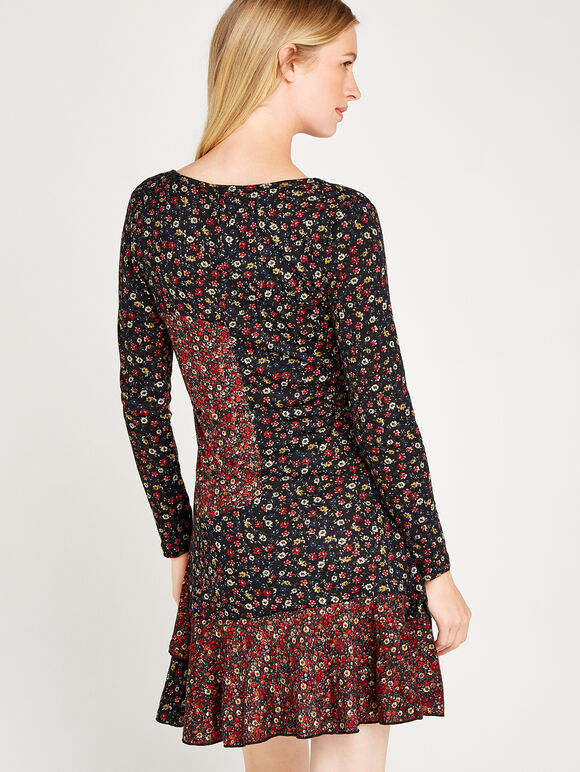 Ditsy Edwardian Dress, Red, large