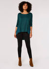 Chiffon Panel Jersey Top, Green, large