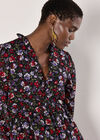 Floral Ruffle Chiffon Mini Dress, Red, large