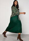 Curve Satin Bias Midi Skirt, Green, large