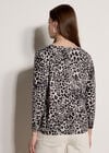 Leopard Print Lightweight Ribbed Jumper, Light Grey, large