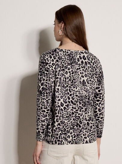 Leopard Print Lightweight Ribbed Jumper
