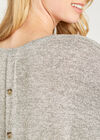 Melange Button Back Jumper, Stone, large