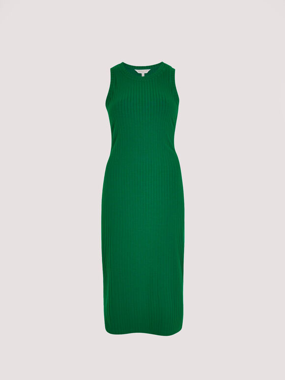 Ribbed Racer Midi Dress, Green, large