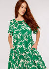 Floral Silhoutte Dress, Green, large